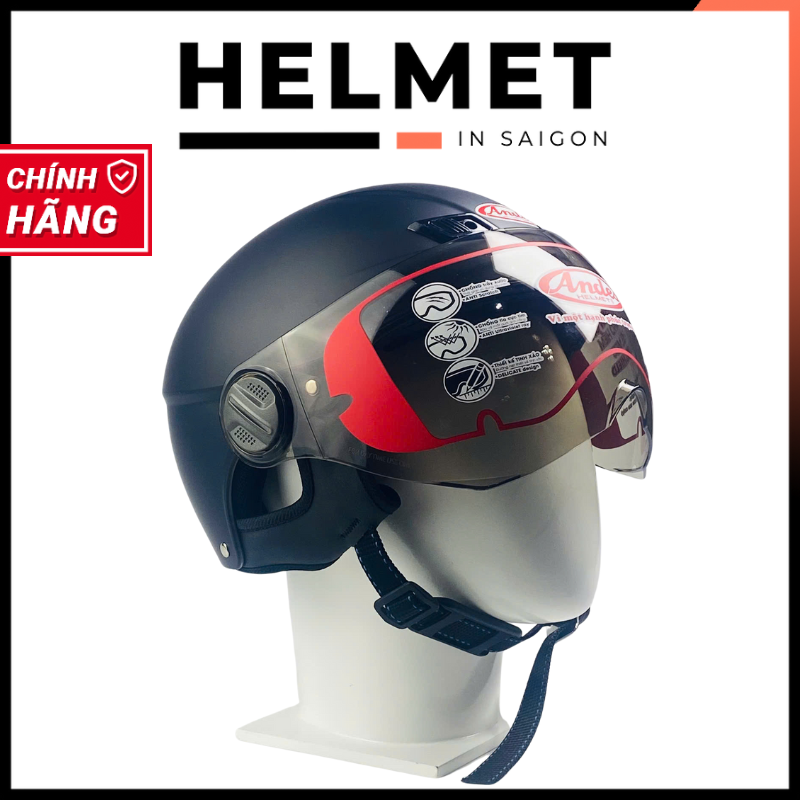 Mũ Bảo Hiểm Nửa Đầu Có Kính (Mới) Andes 3S109KM-Nhám
