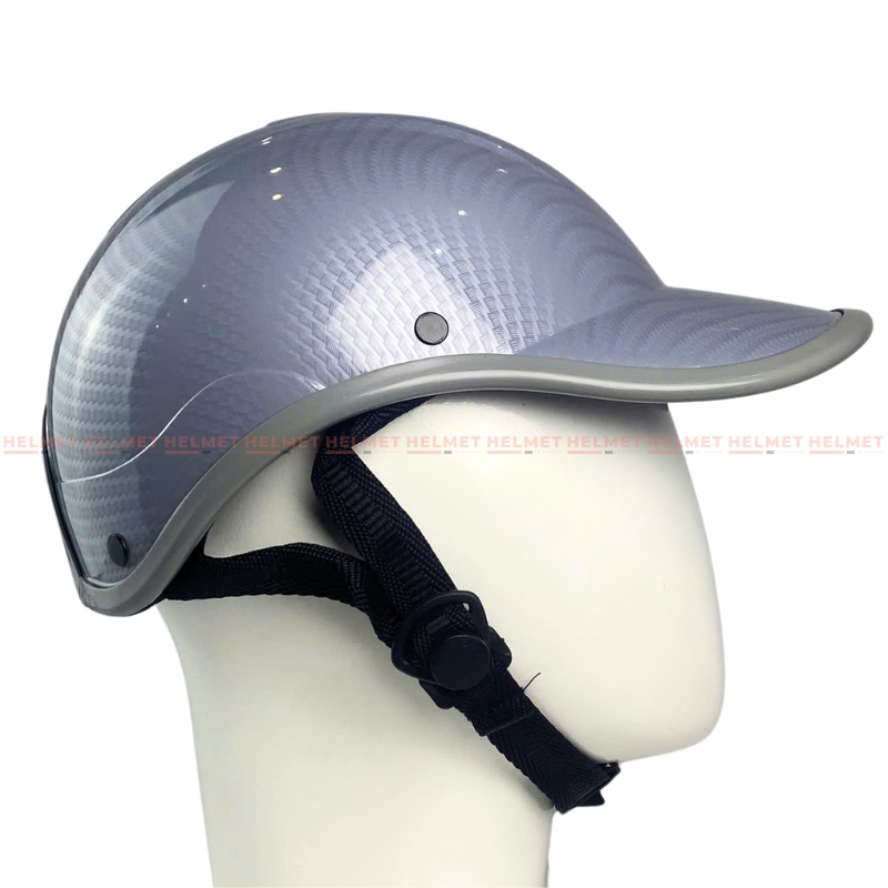 Mũ bảo hiểm lưỡi trai khoét đuôi 1/2 đầu sơn nhúng carbon - MBH kết nửa đầu nữ hiện đại, gọn nhẹ, che nắng mưa gió bụi