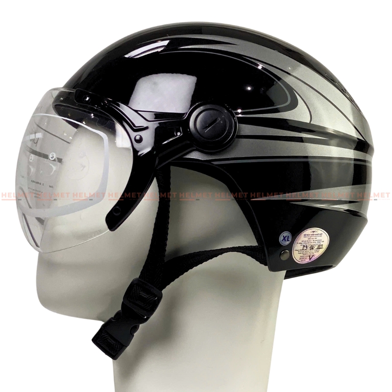 Mũ bảo hiểm 1/2 đầu Có Kính PROTEC VIC Độ che phủ sâu hơn