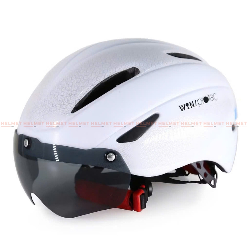 Mũ bảo hiểm xe đạp có kính PROTEC WIN 001 (018) - MBH thể thao kính nam châm hiện đại, chuẩn an toàn, êm nhẹ, thoáng khí