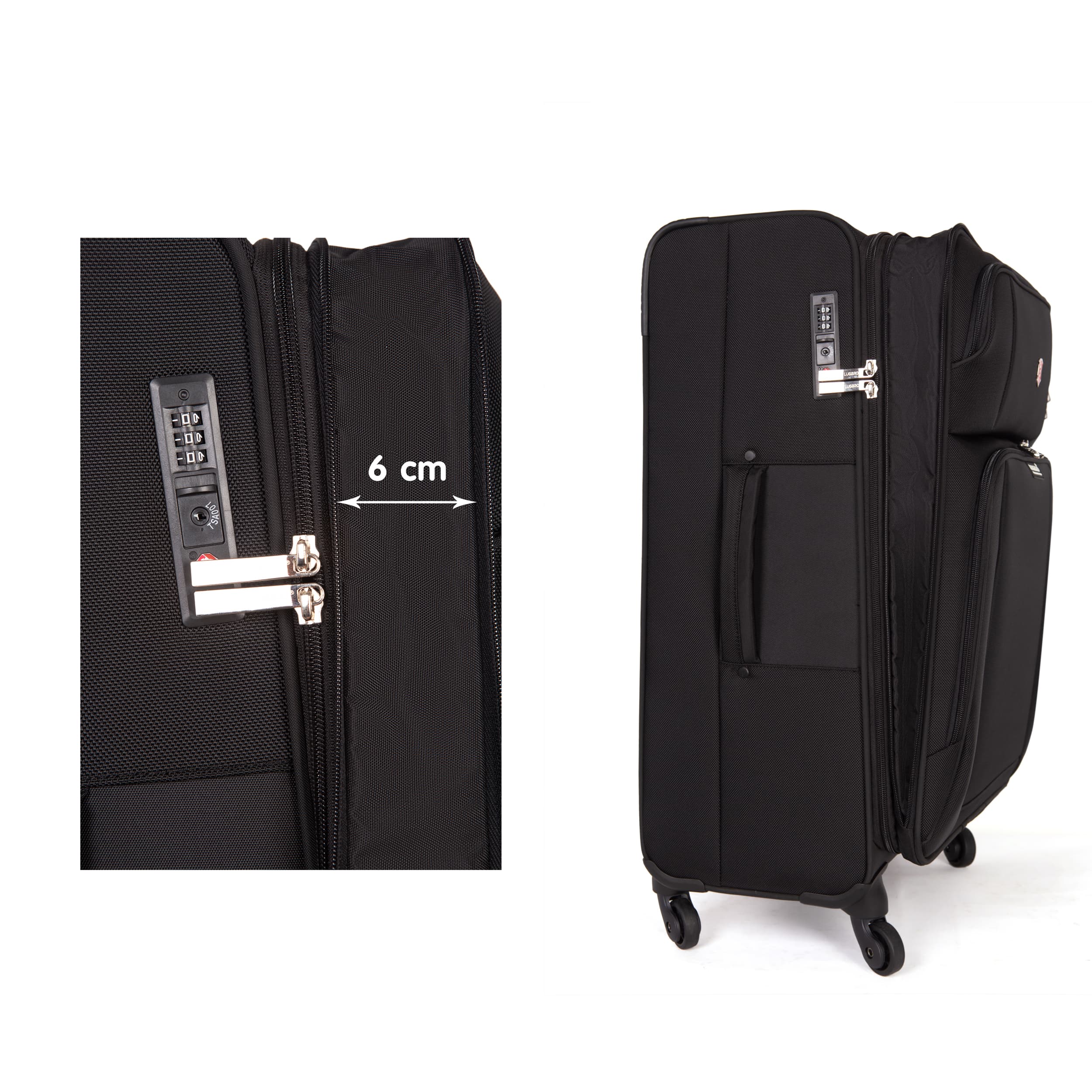 Vali kéo vải LUGBRO Transporter 78 size ký gửi 28 inch có thể nới rộng, có ngăn áo vest chống nhăn