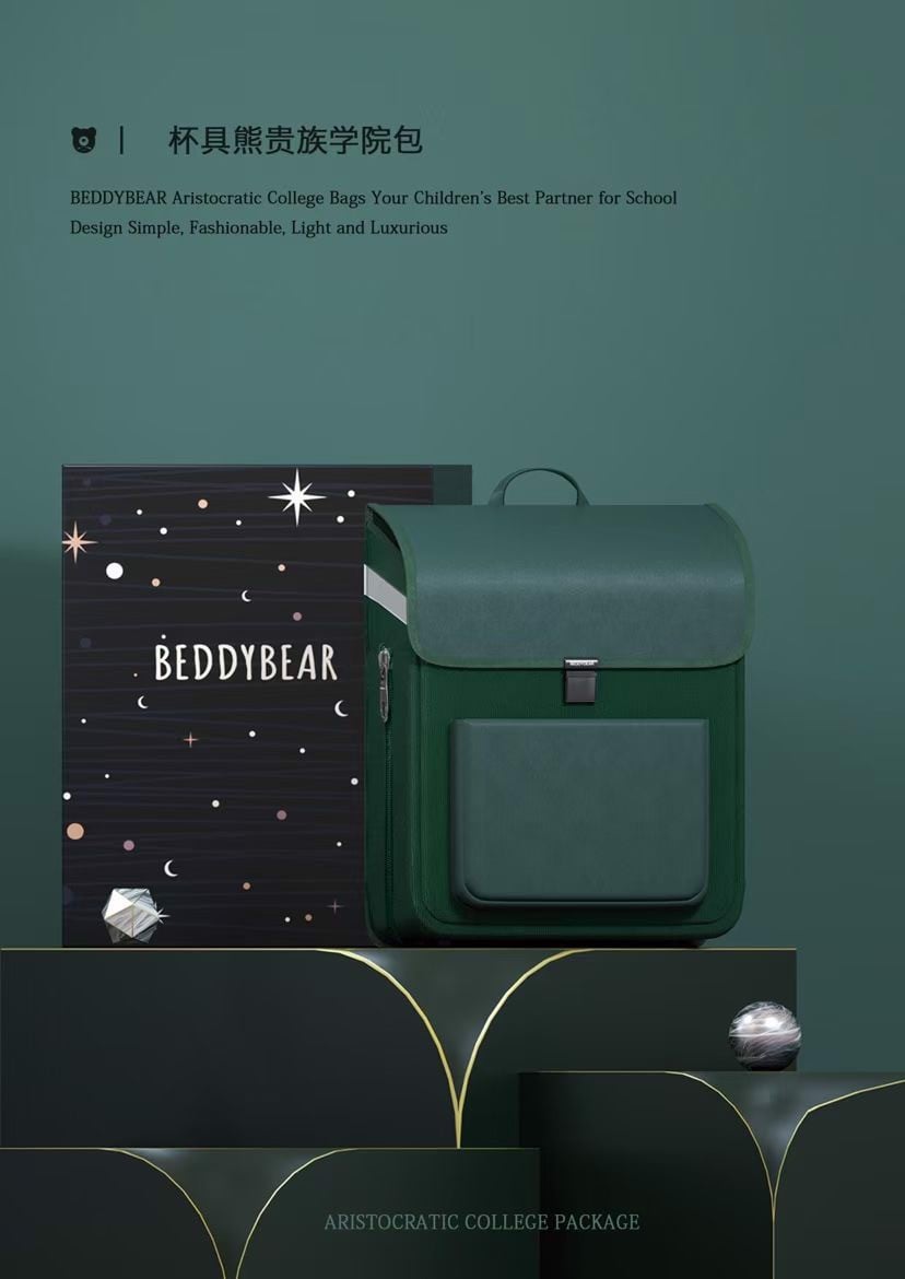 Balo Chống Gù Lớp 1-3 BEDDYBEAR Royal Xanh Lá Cho Bé GZ-XANHLA