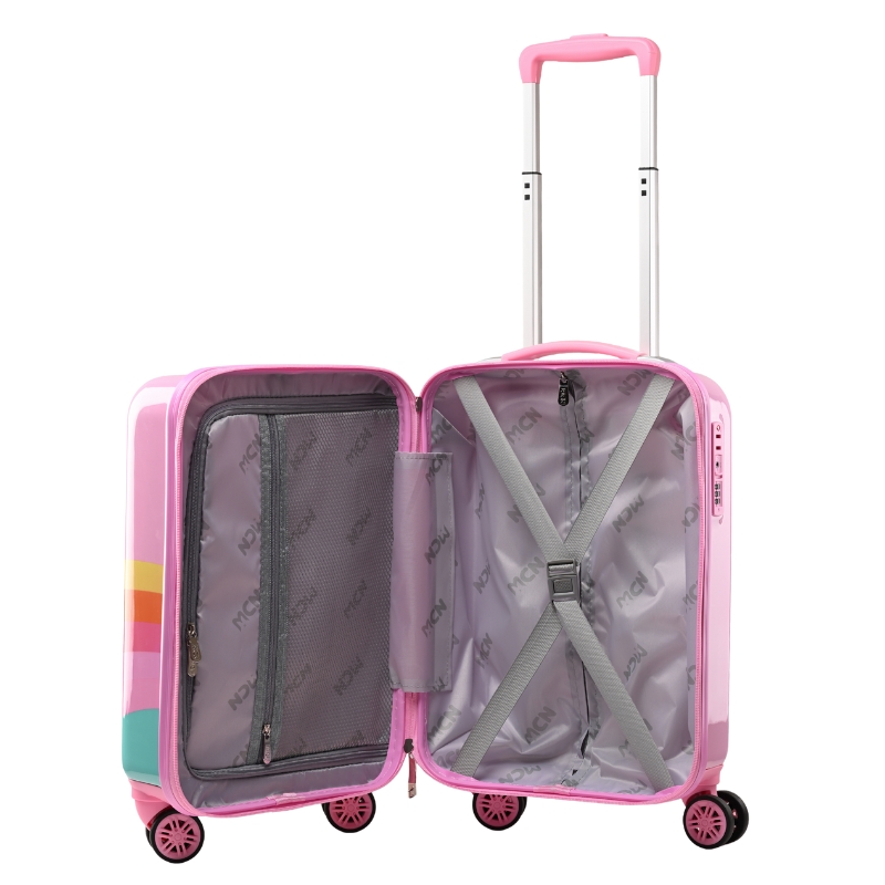 Vali Kéo Nhựa Cho Bé Gái BEDDYBEAR In Hình Dập Nổi 3D Kỳ Lân Unicorn Size Xách Tay 17 inch BJX-LV-001-KYLAN