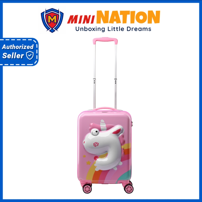 Vali Kéo Nhựa Cho Bé Gái BEDDYBEAR In Hình Dập Nổi 3D Kỳ Lân Unicorn Size Xách Tay 17 inch BJX-LV-001-KYLAN