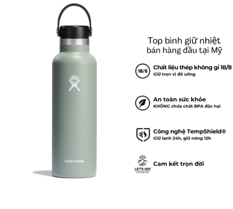 Bình giữ nhiệt Hydro Flask 21 Oz Standard Flex Cap có nắp xoay