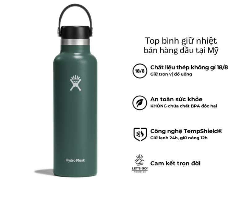 Bình giữ nhiệt Hydro Flask 21 Oz Standard Flex Cap có nắp xoay