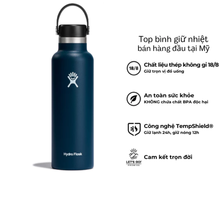 Bình giữ nhiệt Hydro Flask 21 Oz Standard Flex Cap có nắp xoay