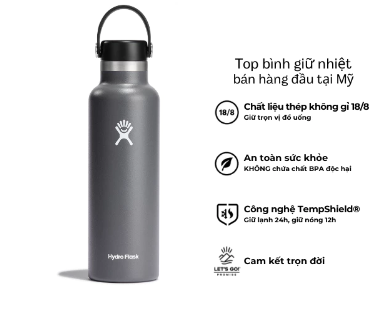 Bình giữ nhiệt Hydro Flask 21 Oz Standard Flex Cap có nắp xoay
