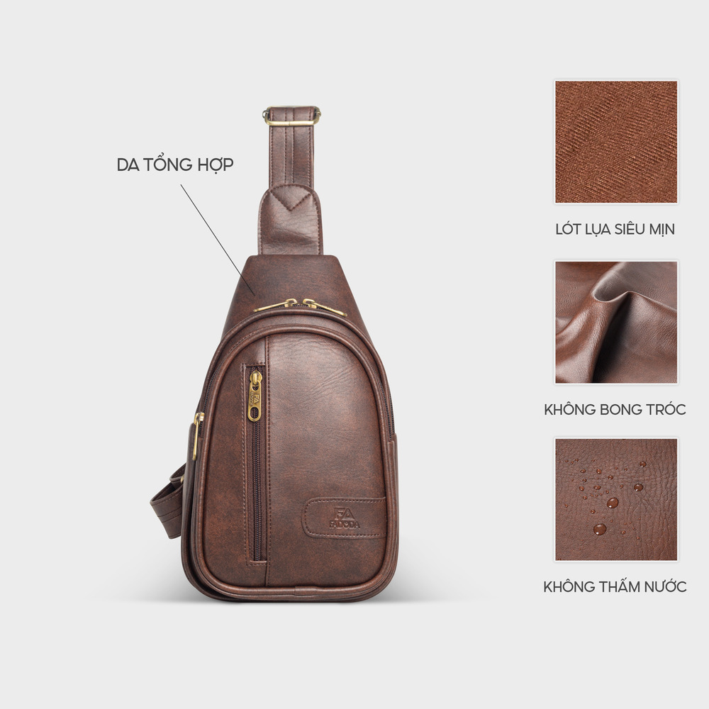 Túi đeo chéo bao tử FADODA FDC16 vừa giấy A5 - Siêu nhẹ, không bong tróc, chống thấm nước