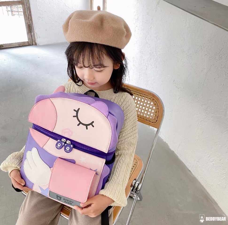 Balo Chống Gù Lớp 1-3 BEDDYBEAR Bé Gái Họa Tiết Kỳ Lân BJX-MQ-KYLAN