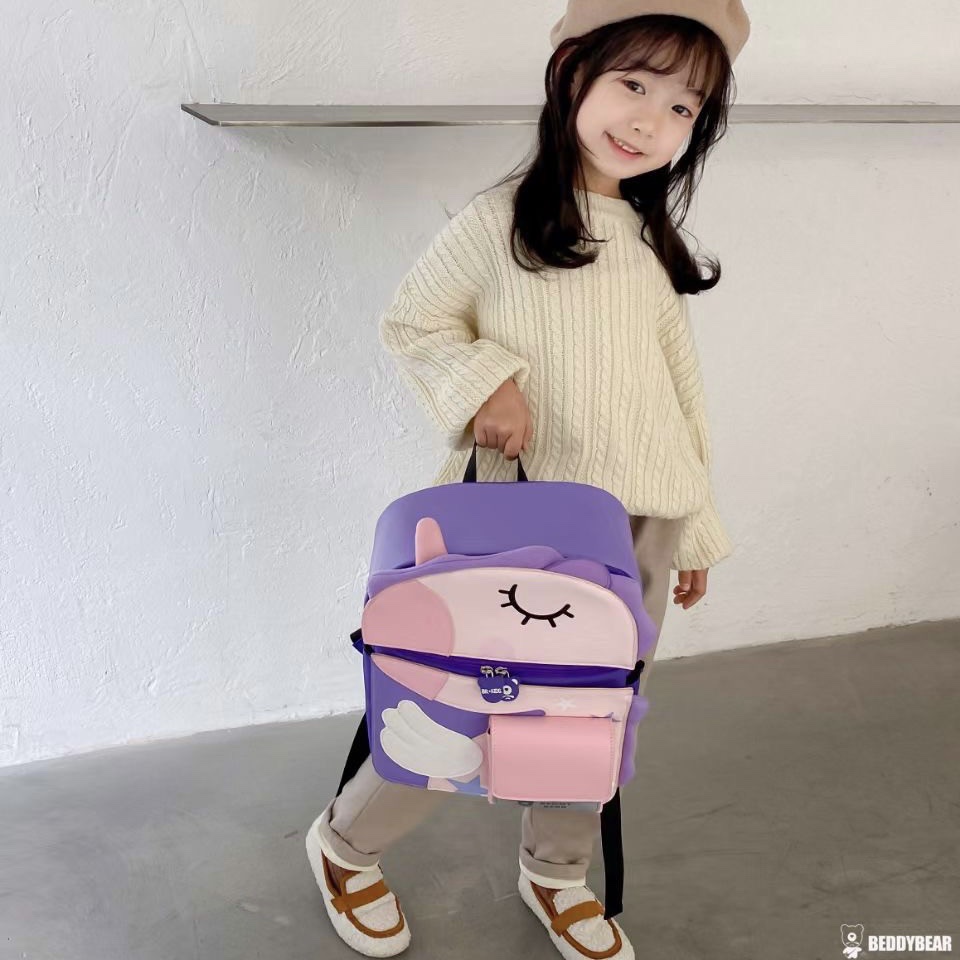Balo Chống Gù Lớp 1-3 BEDDYBEAR Bé Gái Họa Tiết Kỳ Lân BJX-MQ-KYLAN