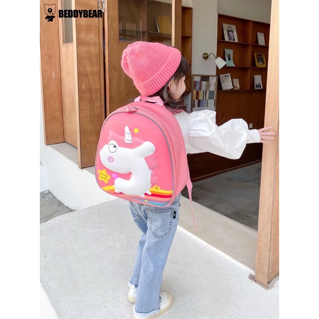 Balo Mẫu Giáo Chống Thất Lạc Cho Bé Gái BEDDYBEAR Kỳ Lân Unicorn Hồng ZS-KYLAN