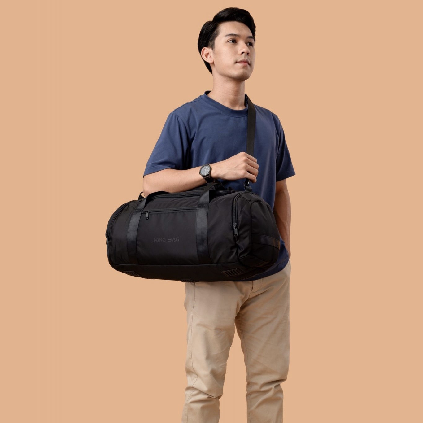 Túi Trống Du Lịch KINGBAG SKY Vải Trượt Nước, Có Ngăn Để Giày Riêng
