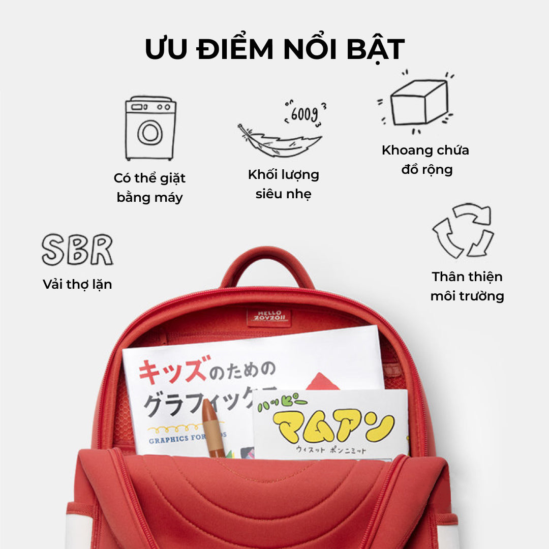 Balo Mẫu Giáo Tiểu Học Lớp 1-3 ZOY ZOII / BEDDYBEAR B19 Cho Bé Trai Bé Gái
