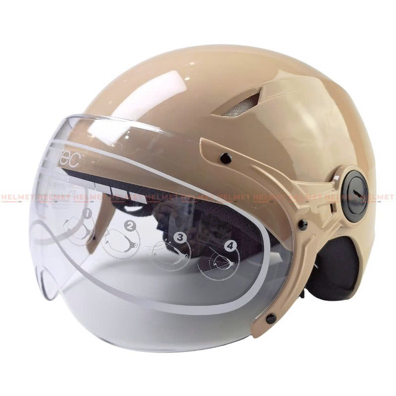 Mũ bảo hiểm 1/2 đầu Có Kính PROTEC VIC Độ che phủ sâu hơn