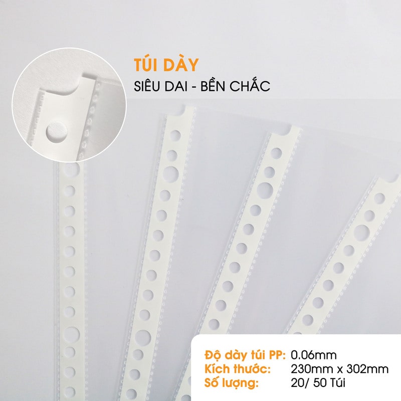 Bìa Lỗ (Túi Sơ Mi Lỗ) Tiêu Chuẩn PA230