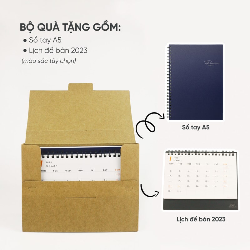 Combo Quà Tặng 3 (Lịch Để Bàn, Sổ tay A5)