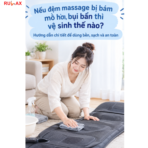 Nếu đệm massage bị bám mồ hôi, bụi bẩn thì vệ sinh thế nào? Hướng dẫn chi tiết để dùng bền, sạch và an toàn