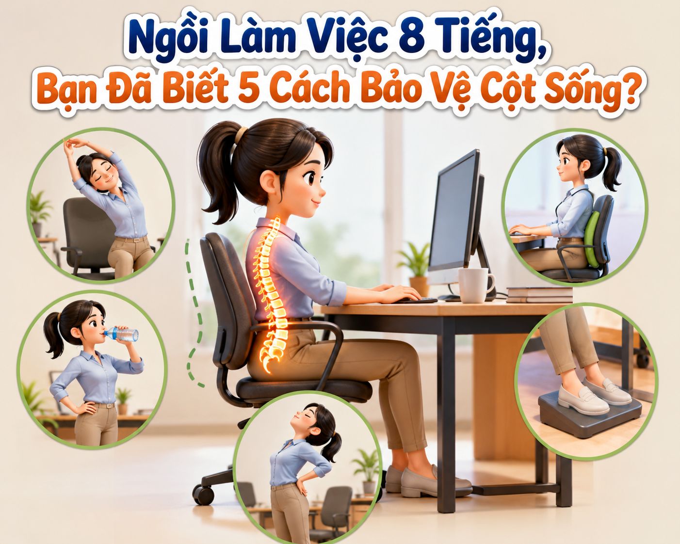 Ngồi Làm Việc 8 Tiếng, Bạn Đã Biết 5 Cách Bảo Vệ Cột Sống?