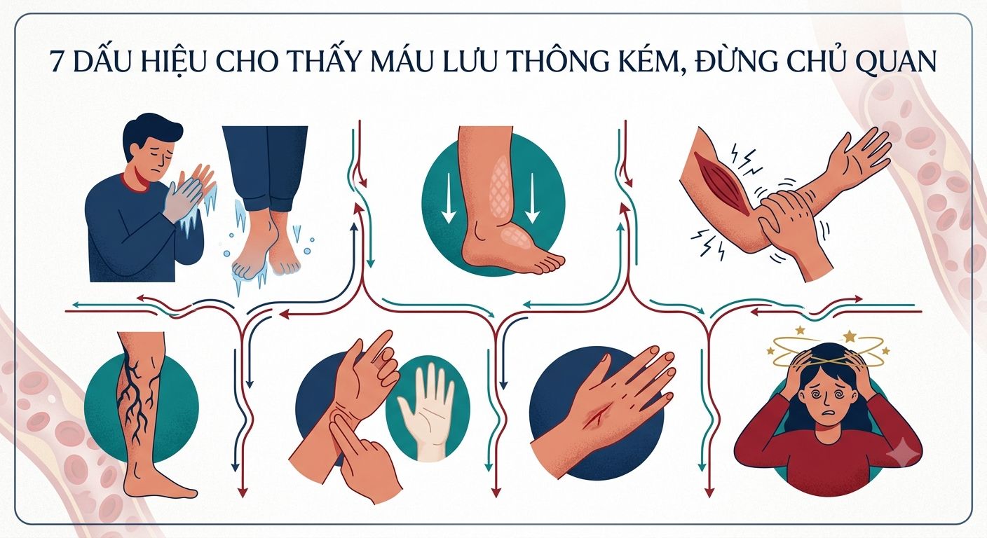 7 Dấu Hiệu Cho Thấy Máu Lưu Thông Kém, Đừng Chủ Quan