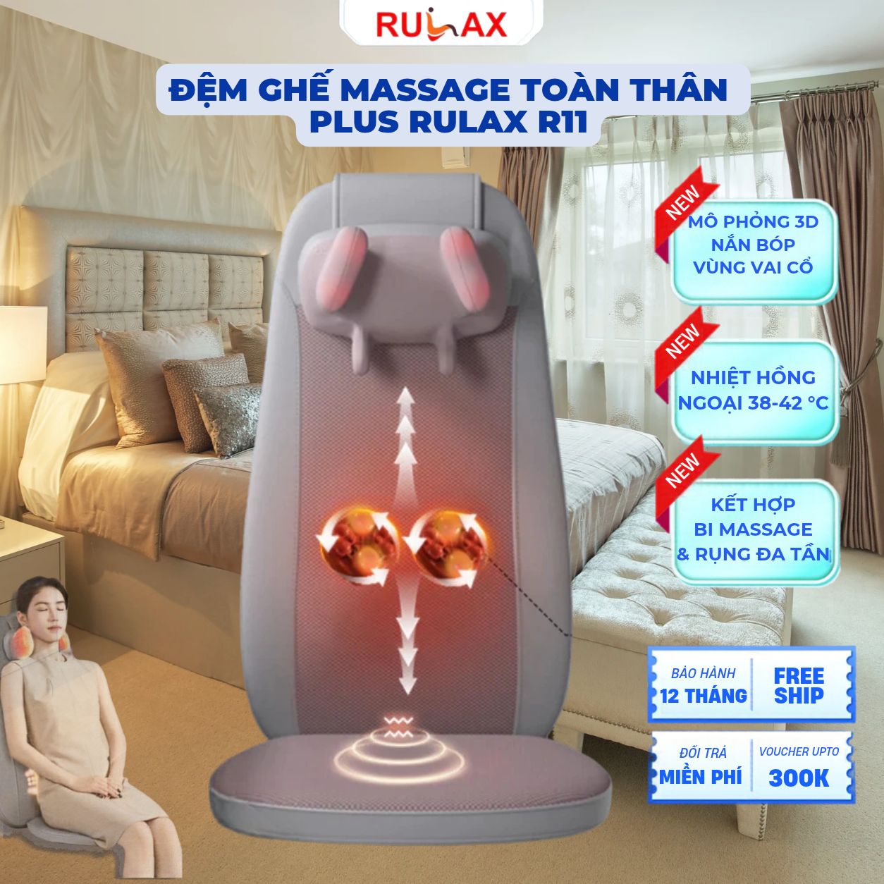 Đệm Ghế Massage Toàn Thân Plus Rulax: Giải Pháp Thư Giãn Cho Dân Văn Phòng Và Người Cao Tuổi