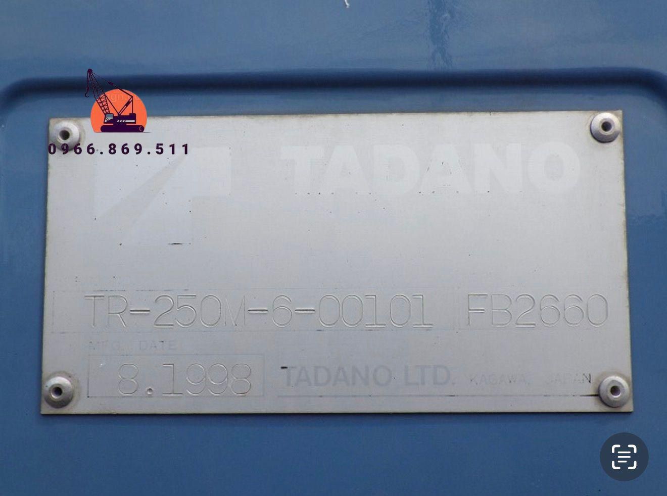Xe cẩu bánh lốp 25 tấn Tadano TR250M-6 (1998) nhập khẩu từ Nhật Bản