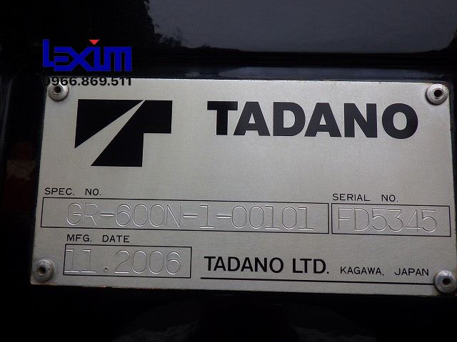 Xe cẩu bánh lốp 60 tấn Tadano GR-600N-1 (2006) nhập khẩu từ Nhật Bản