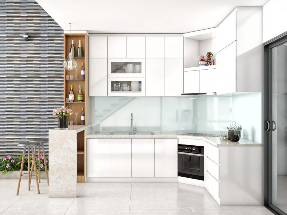Cách xử lý góc khuất tủ bếp chữ L với Phụ kiện tủ bếp thông minh
