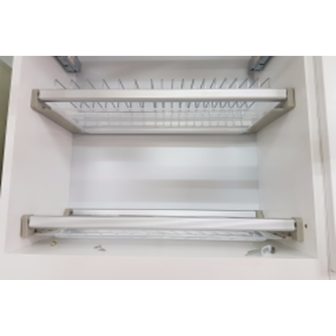 Giá bát đĩa cố định, chất liệu inox 304 cao cấp, nan tròn, khung nhôm màu bạc, kèm khay hứng nước, bảo hành han rỉ vĩnh viễn