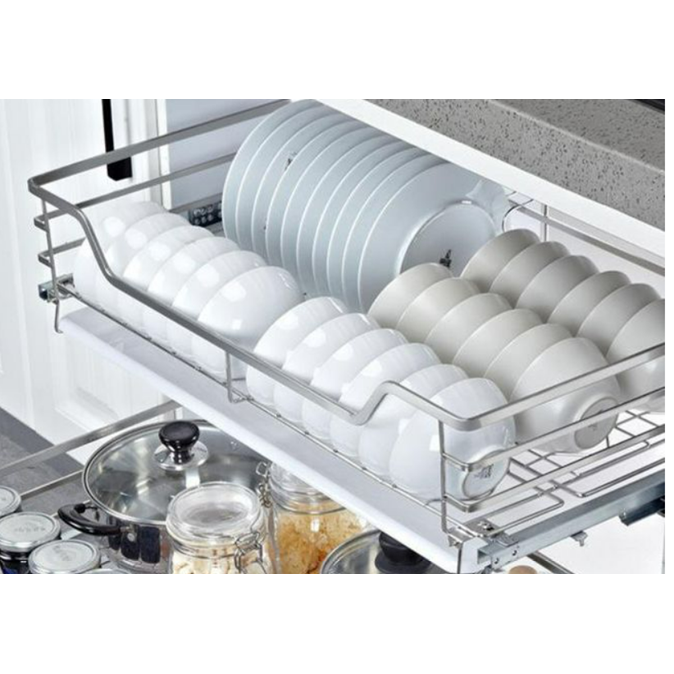 Kệ bát đĩa, đa năng 4 mặt nan dẹt chất liệu inox 304 cao cấp,có tấm che ray,sử dụng ray giảm chấn, bảo hành han rỉ vĩnh viễn ( LẮP ÂM TỦ VÀ MẶT CÁNH)