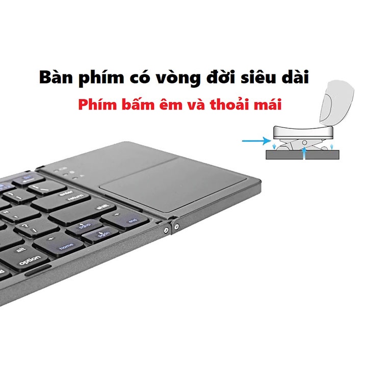 Bàn Phím Bluetooth Không Dây B033 Gấp Gọn Được Có Trackpad