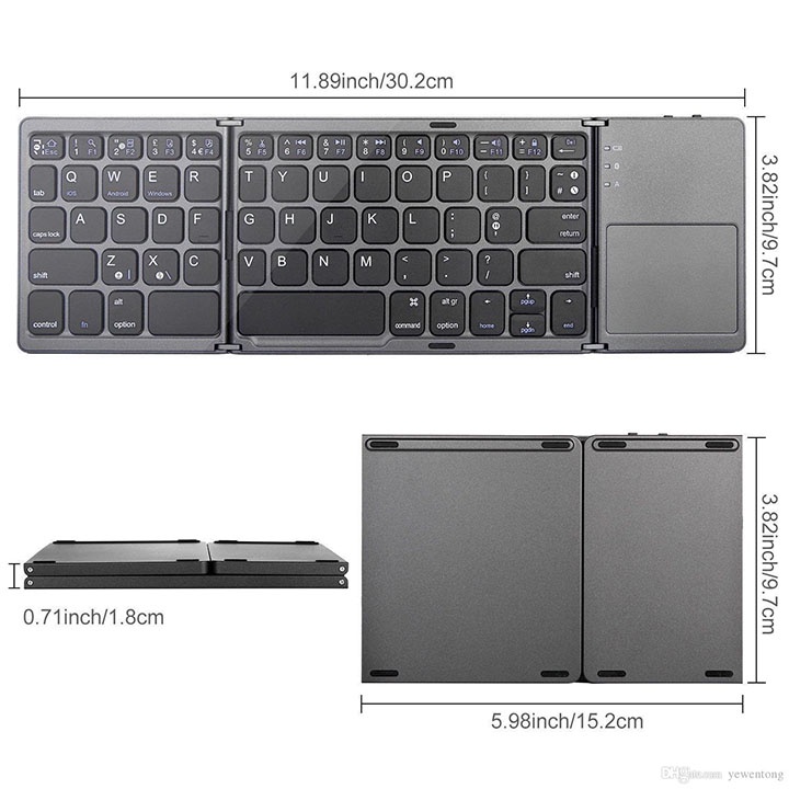 Bàn Phím Bluetooth Không Dây B033 Gấp Gọn Được Có Trackpad