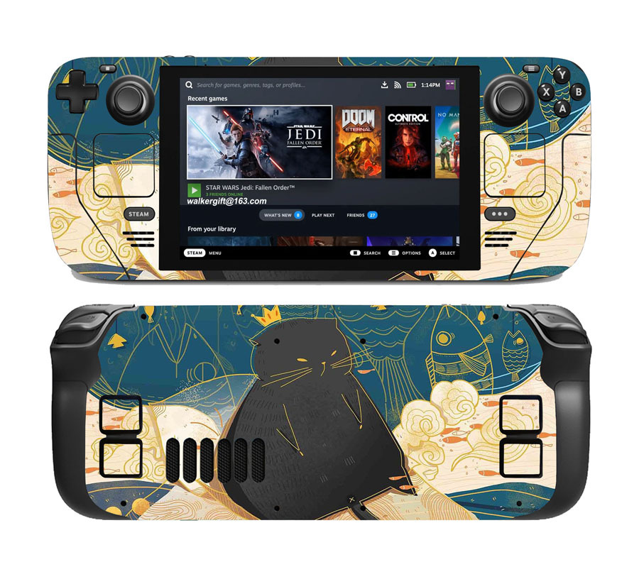 Bộ Decal Dán Steam Deck Chống Xước Hình Mèo Đen