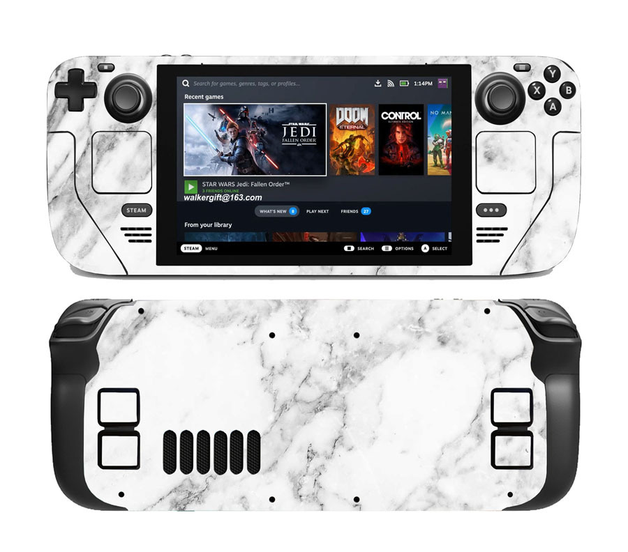 Bộ Decal Dán Steam Deck Chống Xước Hình Đá Hoa Cương Trắng