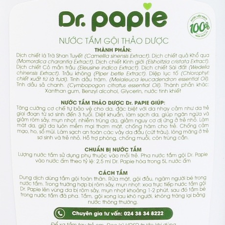 Nước tắm gội thảo dược Dr. Papie 230ml