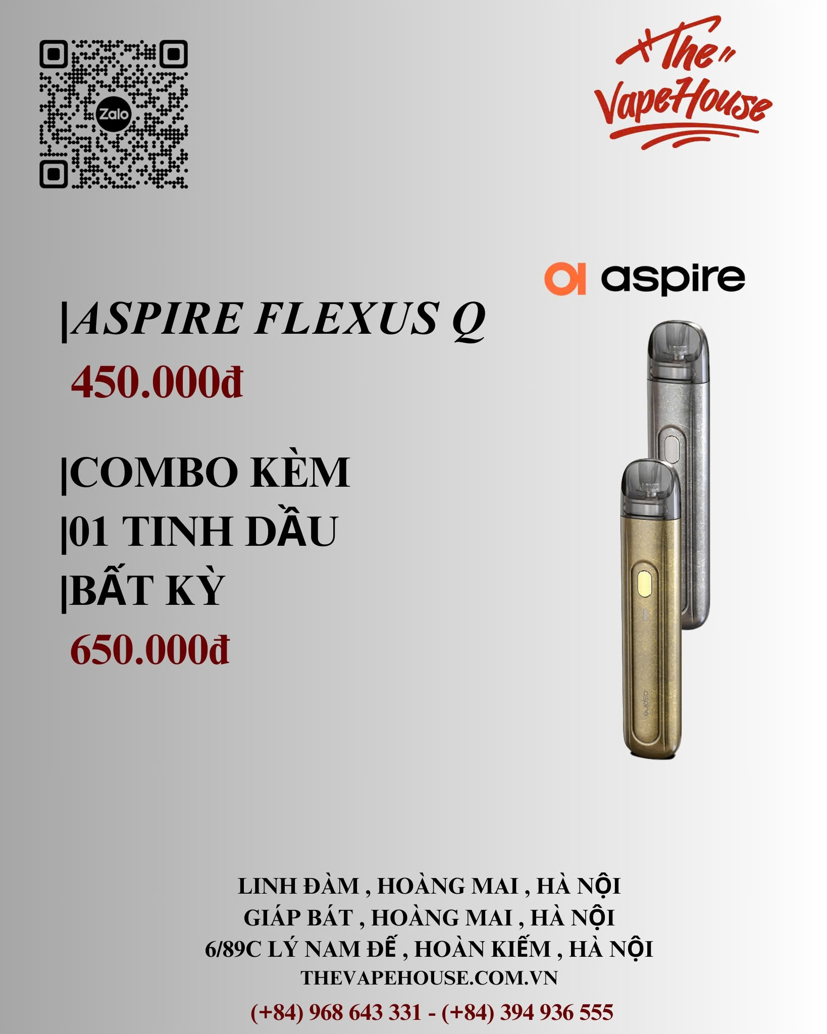 Combo Aspire Flexus Q + 1 Juice Saltnic