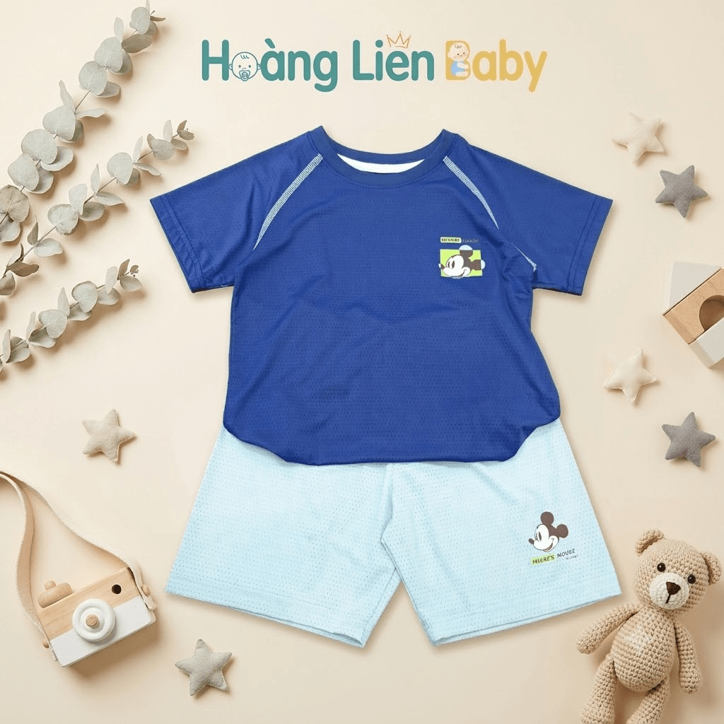 Bộ Thể Thao Bé Trai Mickey Mouse Cao Cấp Mềm Mịn Mát Lạnh Size 90-130