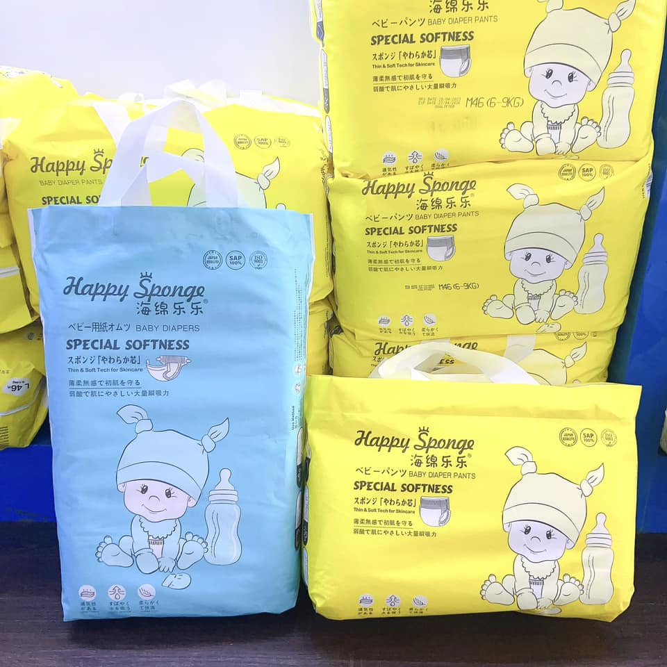 Bỉm HAPPY SPONGE Natural  tã dán size S(60 miếng)