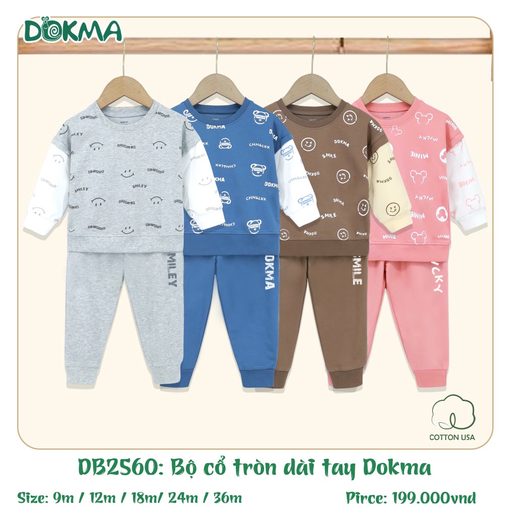 Dokma - Bộ cổ tròn dài tay nỉ da cá DB2560