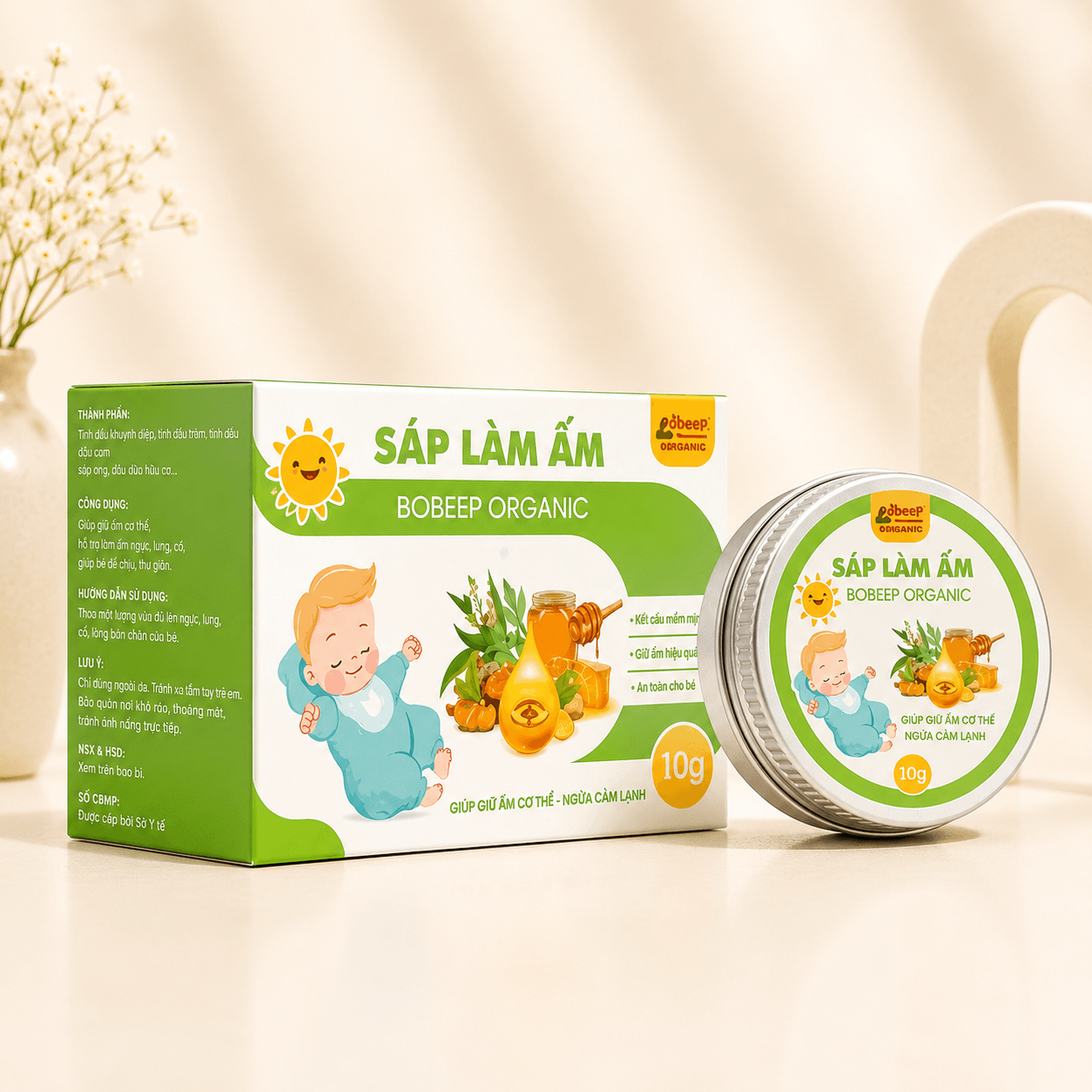 Sáp Làm Ấm Bobber Organic 10g – Giữ Ấm Ngực, Bàn Chân Và Cơ Thể Cho Bé