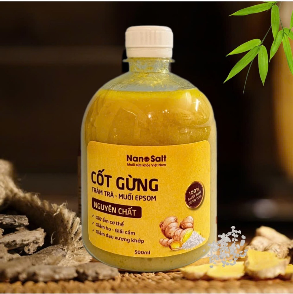 Cốt gừng tràm trà muối Epsom (550ml) giúp giảm ho, giải cảm, giữ ấm cơ thể, giảm đau nhức