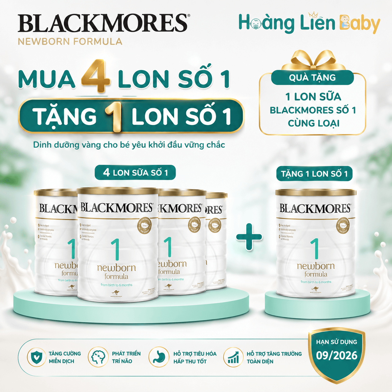 Sữa Blackmores Newborn Formula số 1 900g (0–6 tháng) – Mua 4 tặng 1