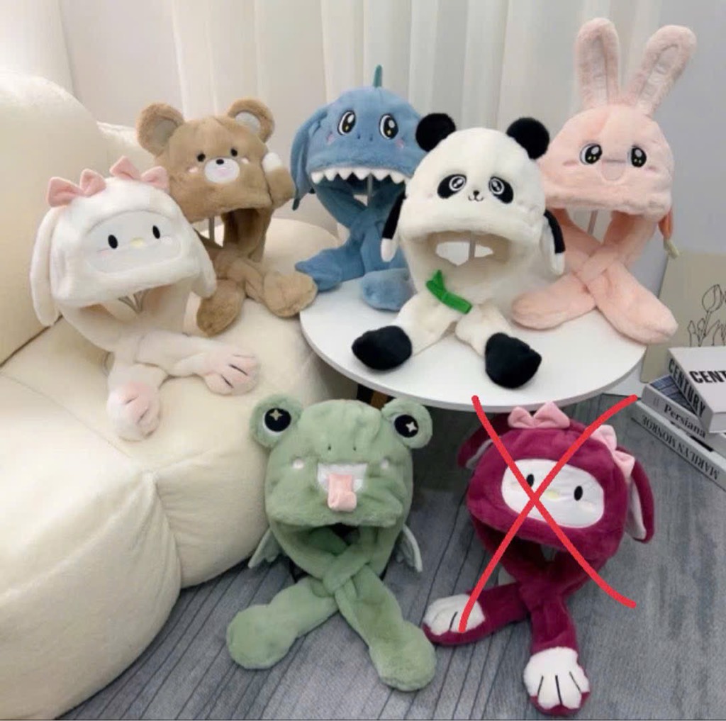 Mũ lông panda có bop tay cử động siêu hot cho bé