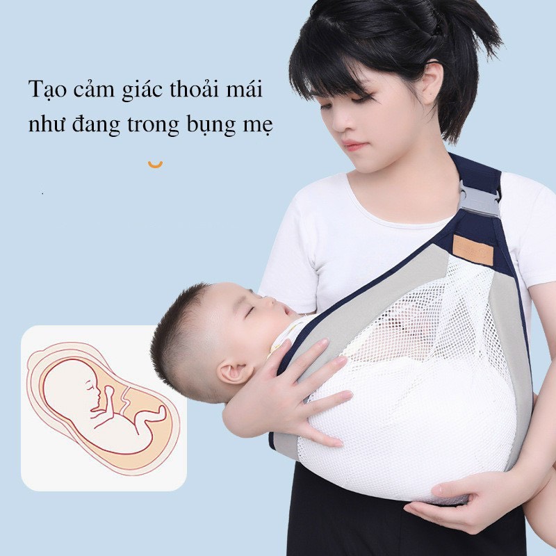 Đai Địu Dạng Lưới Siêu Thoáng Khí Cho Bé, Xám