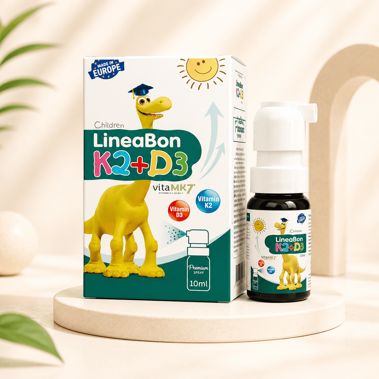 Xịt Vitamin D3 K2 LineaBon K2 + D3 Vita MK7 10ml – Hỗ Trợ Hấp Thu Canxi, Phát Triển Xương Và Răng Cho Trẻ