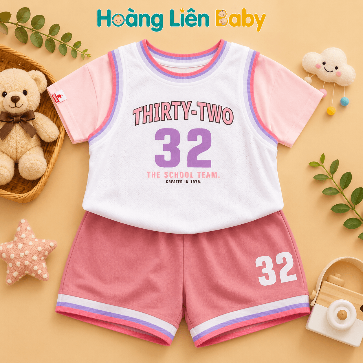 Bộ Thể Thao Bé Gái Cao Cấp THIRTY-TWO 32 Mềm Mịn Mát Lạnh Size 90-130