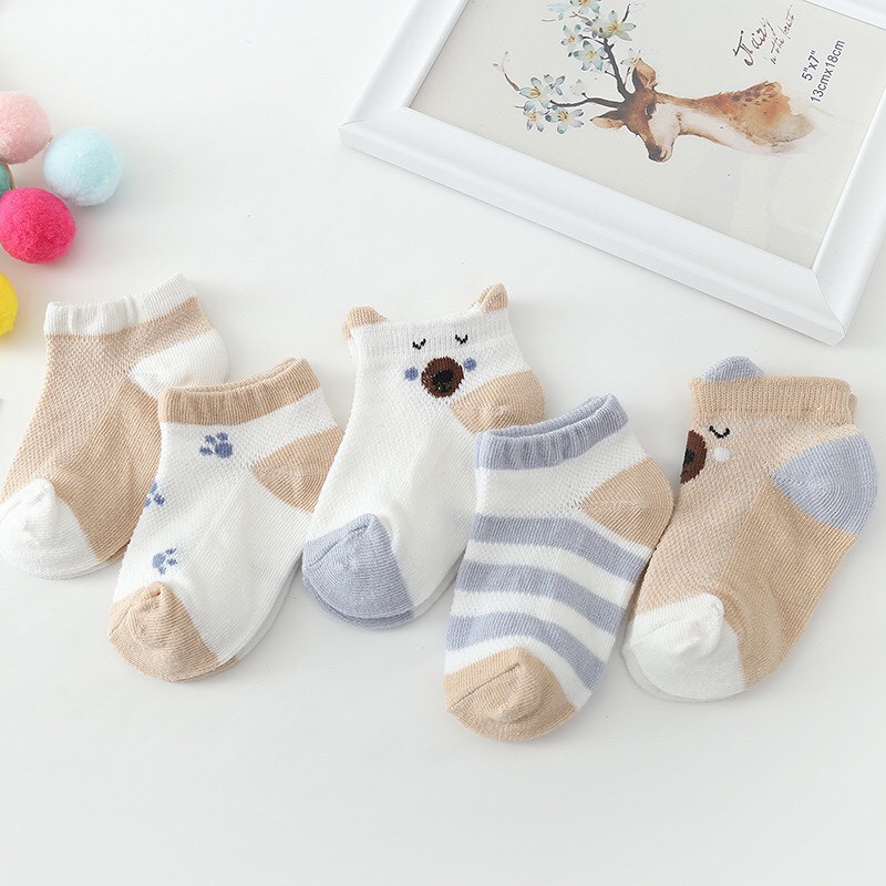Set 5 Đôi Tất Lưới Thoáng Khí PONY KID Dễ Thương Cho Bé