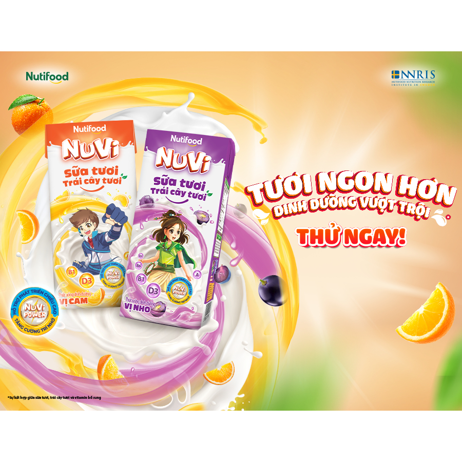 Sữa Tươi Trái Cây Tươi Nuvi 110ml (Lốc 4 hộp)