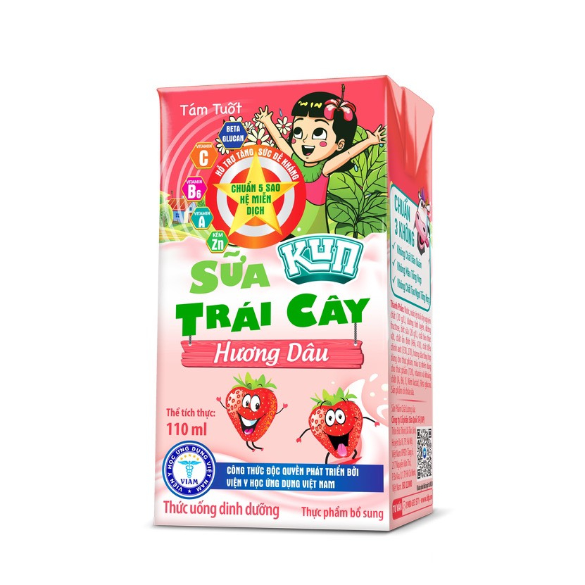 Sữa trái cây Kun Hương Dâu ( lốc 4 hộp x 110ml )