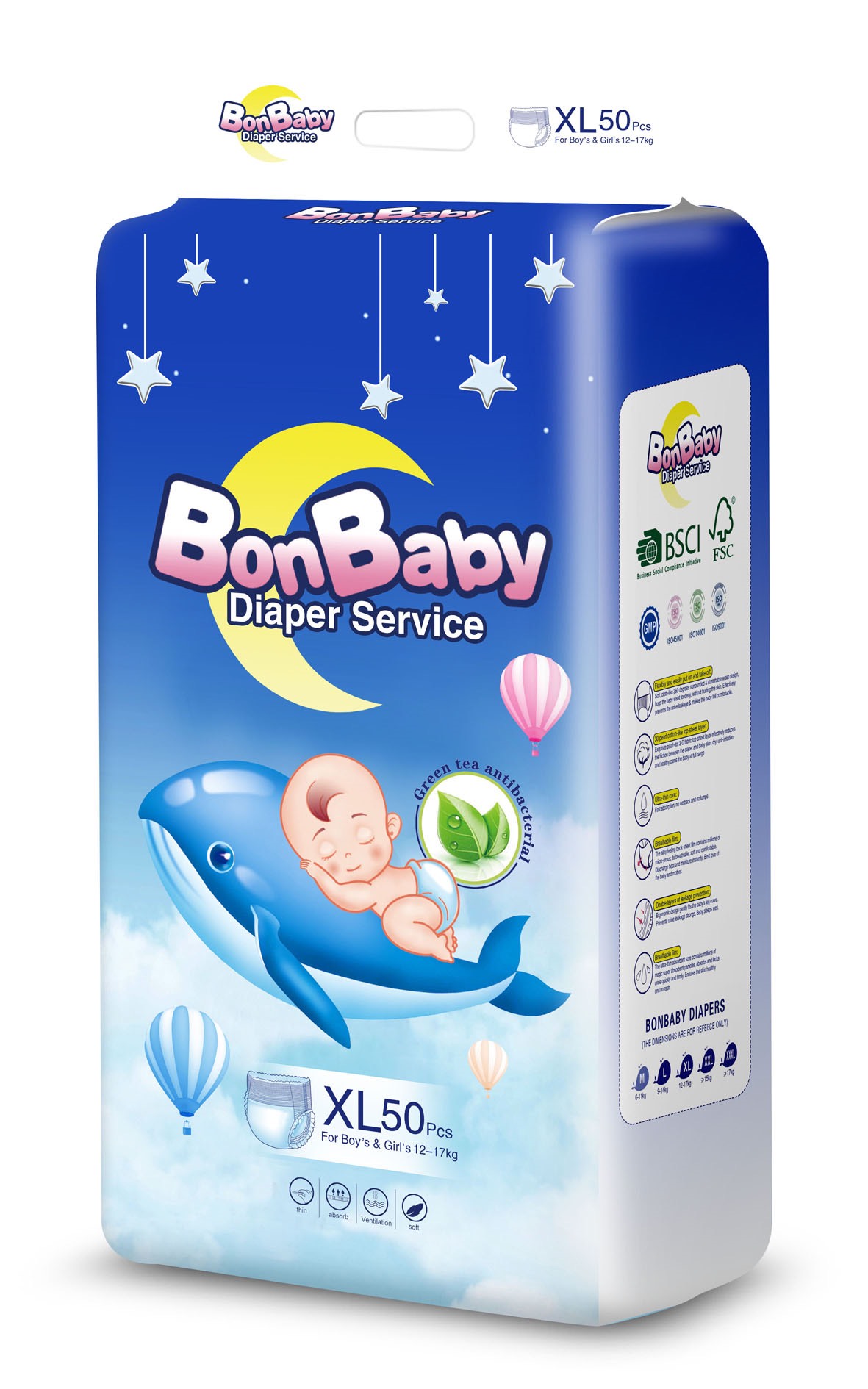 BonBaby cá heo - Bỉm quần size XL 50 Miếng